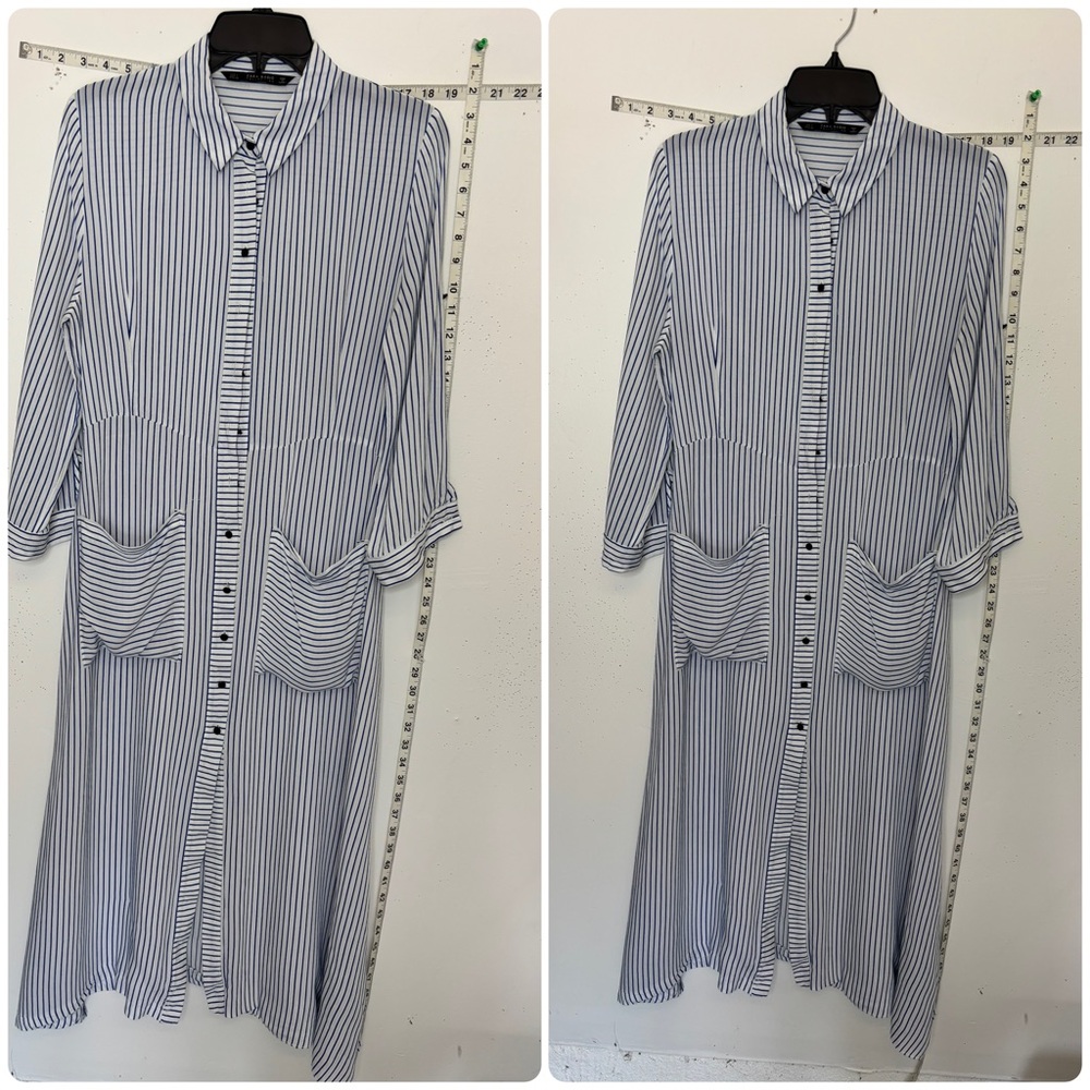 ZARA Striped Blue and White Shirt Dress